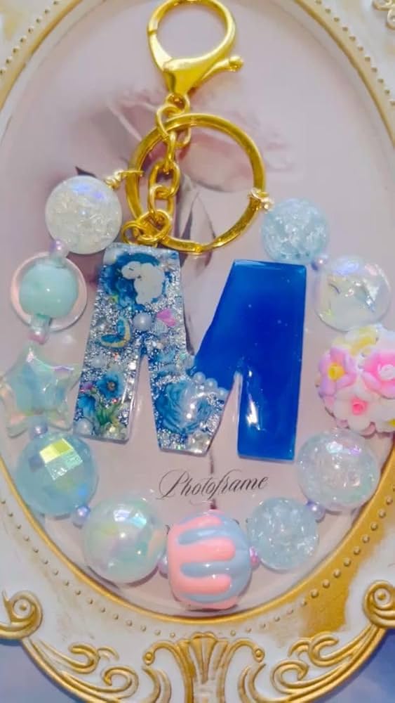 桔梗　イニシャルキーホルダー　16点　ハンドメイド　お花チャーム 桔梗 イニシャルキーホルダー 16点 ハンドメイド お花チャーム